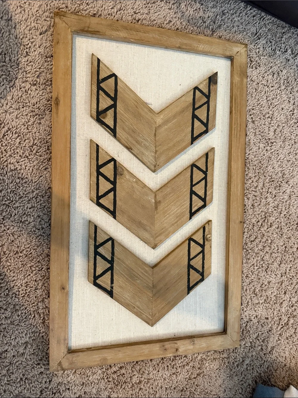 Hobby Lobby Natural Wood and Black Chevron Wall Art